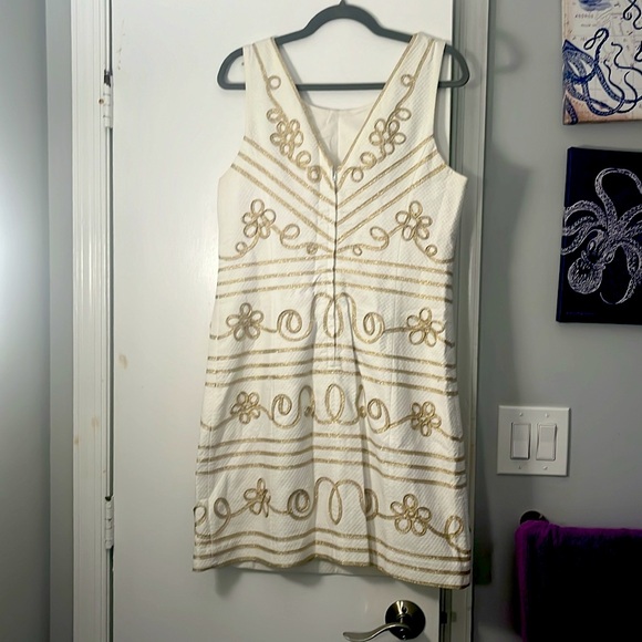 Lilly Pulitzer Gold and White Dress | Size 10 - Picture 3 of 3